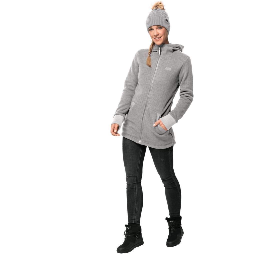 Jack Wolfskin PATAN LONG Női Fleece Kabát Szürke - ZLJMUK-094